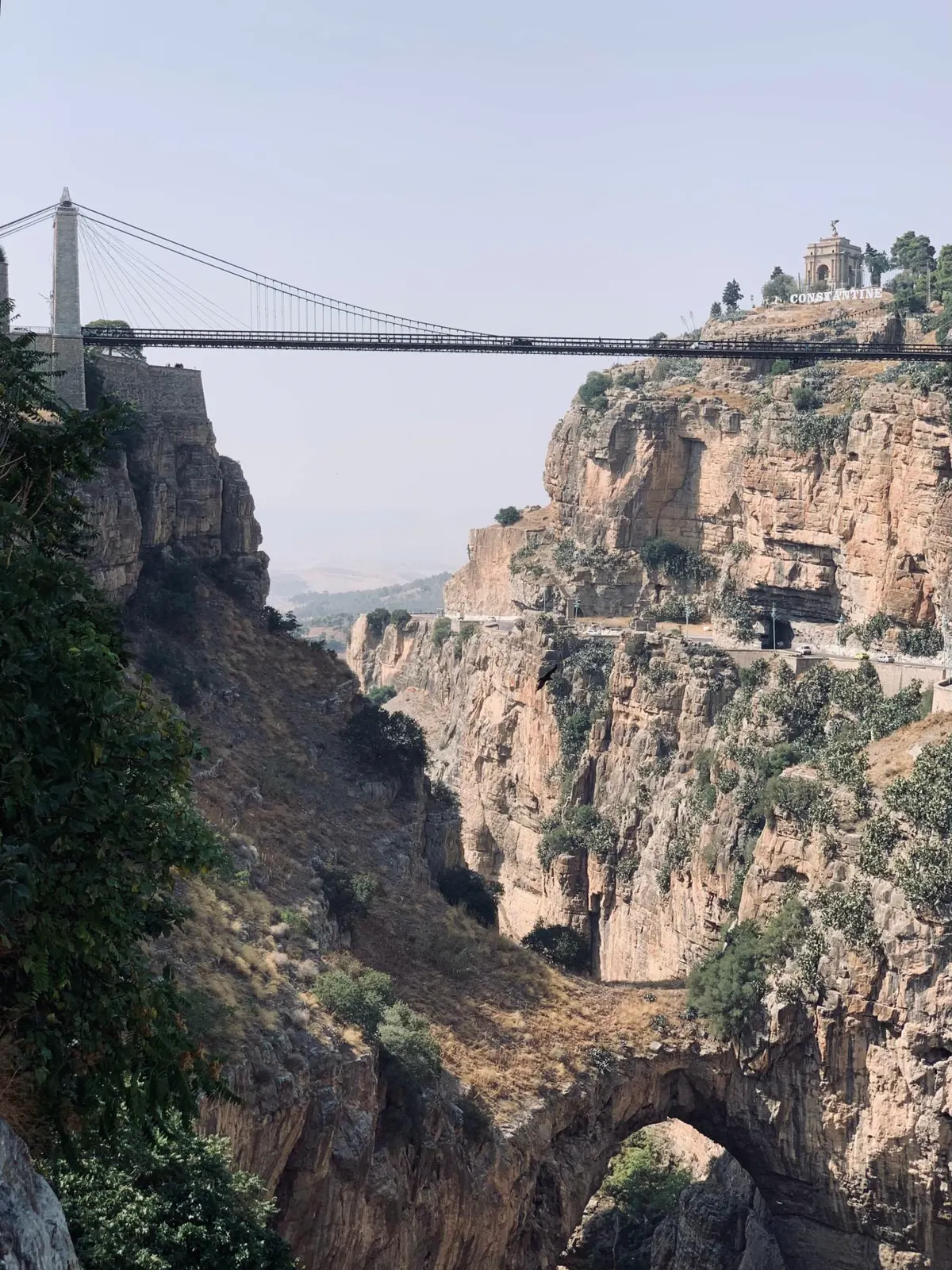 Sidi M'Cid suspension bridge above the gorge